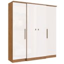 Ver imagem 1 de Guarda Roupa Casal MDP 4 Portas 2 Gavetas Miami Cor: Nogueira Off White