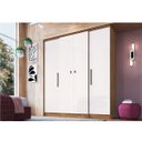 Ver imagem 2 de Guarda Roupa Casal MDP 4 Portas 2 Gavetas Miami Cor: Nogueira Off White