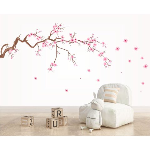 Adesivo de Parede Galho de Cerejeira Aquarela