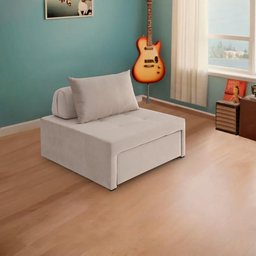 4 em 1 Poltrona, Puff, Chaise e Cama Ares Bege Estofama - 3