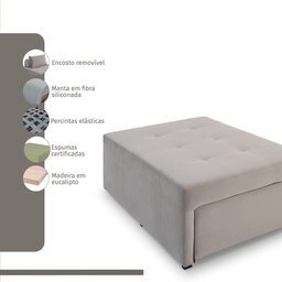 4 em 1 Poltrona, Puff, Chaise e Cama Ares Bege Estofama - 8