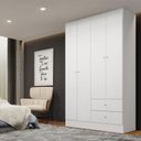 Ver imagem 2 de Guarda Roupa Casal Astro 4 Portas 2 Gavetas Branco - Thb Móveis