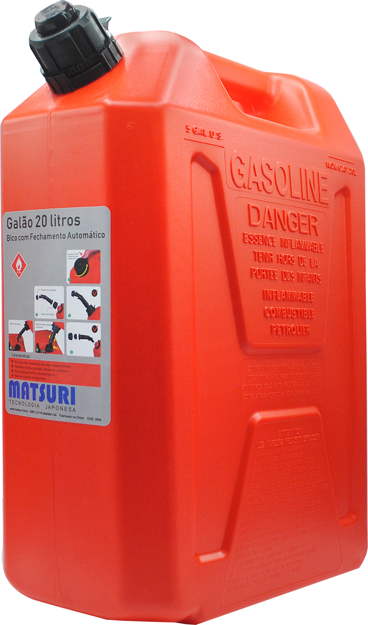 GALÃO PARA COMBUSTÍVEL VERMELHO 20L MATSURI - 1