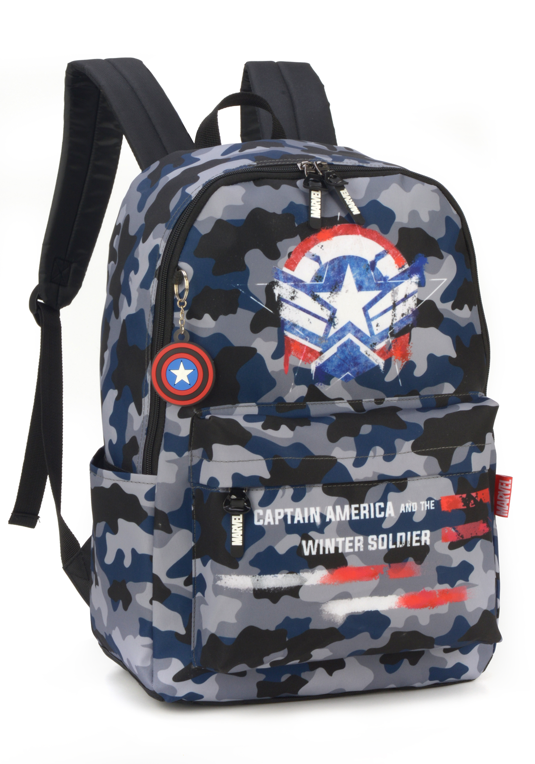 Mochila Costas Juvenil Capitão America Marvel Camuflada:azul - 3