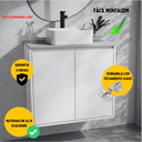 Ver imagem 2 de Gabinete de Banheiro Suspenso Branco e Freijó 60cm Minimalista