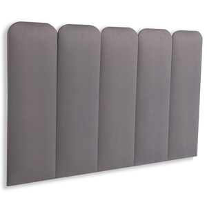 Cabeceira Solteiro Modulada Arredondada Cama Box Suede Cinza