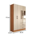 Ver imagem 4 de Guarda-roupa Solteiro Paraná 4 Portas 2 Gavetas com Espelho Cinamomo/off White - Panorama Móveis