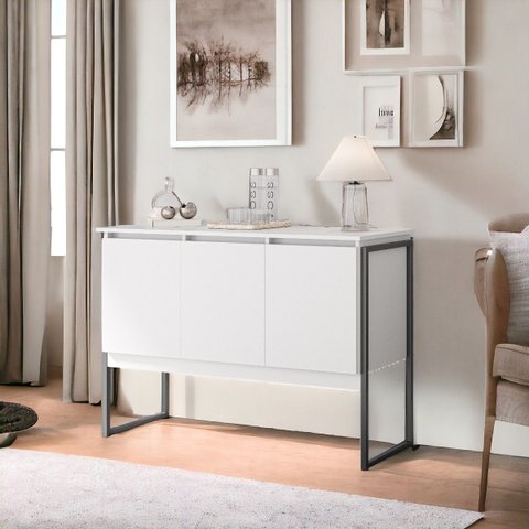 Buffet Aparador Luxo Roma - Branco e Preto