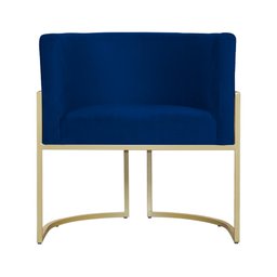 Poltrona Luana Suede Azul Marinho Base Metálica Dourada - Belliv Decor - 3