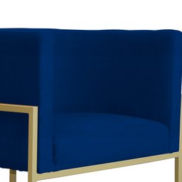 Poltrona Luana Suede Azul Marinho Base Metálica Dourada - Belliv Decor - 5