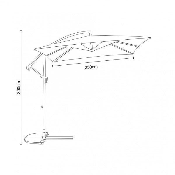 Ombrelone Quadrado 250cm x 250cm Havana  - 2