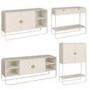 Ver imagem 1 de Conjunto Sala Estar Buffet Bar Aparador Rack Orgânico Off White