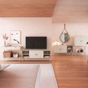 Ver imagem 3 de Conjunto Sala Estar Buffet Bar Aparador Rack Orgânico Off White