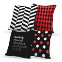 Ver imagem 1 de Kit 4 Capas De Almofadas Decorativas Own Netflix Pipoca Edredom Conchinha e Você 45x45cm