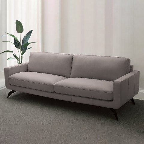 Sofá Decorativo Thalia 3 Lugares Sala de Estar 240cm Pés em Aço Couro Avelã G88 - Gran Belo