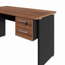Ver imagem 4 de Mesa Escrivaninha Retangular 135cm x 60cm Tampo 30mm com Gaveteiro 2 Gavetas F5 Office Cor:Nogal com