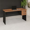 Ver imagem 1 de Mesa Escrivaninha Retangular 135cm x 60cm Tampo 30mm com Gaveteiro 2 Gavetas F5 Office Cor:Nogal com