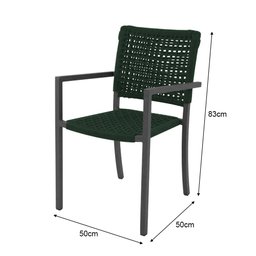 Cadeira Marília Corda Náutica Base em Alumínio Preto/verde Musgo - 5