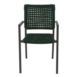 Cadeira Marília Corda Náutica Base em Alumínio Preto/verde Musgo - 2