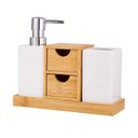 Ver imagem 1 de Conjunto para Banheiro Cerâmico Bambu 5 Peças Mimo