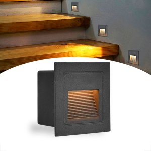 Balizador Parede Embutir Preto Externo Quadrado Led Lup51