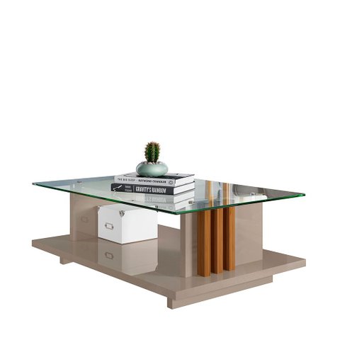 Mesa de Centro Marsh para Recepção Sala Ripado Fendi/ Naturale