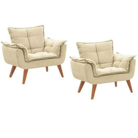 Kit 2 Poltronas Decorativas Opala Suede