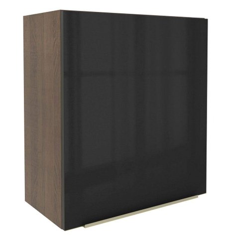 Armário Aéreo Madesa Lux 60cm 1 Porta Rustic e Preto