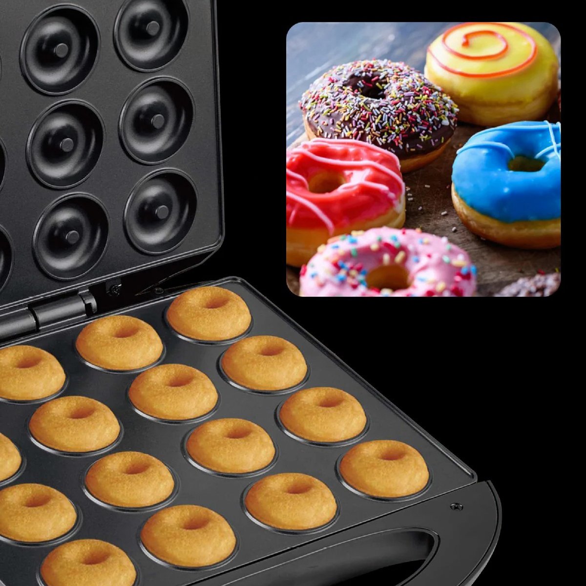 Máquina de Donuts 16 Rosquinhas 110v:preto - 3