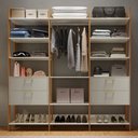 Ver imagem 1 de Closet 4 Gavetas Tw404 12 Prateleiras 100% Mdf Off White/freijó - Dalla Costa