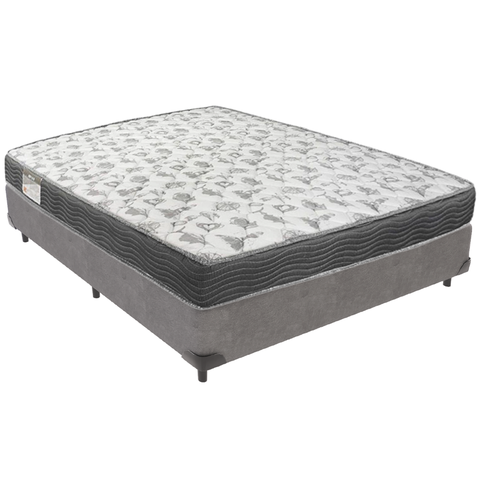 Cama Box Cinza e Colchão Iso100 Espuma D33 Viúvo Ortobom