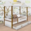 Ver imagem 1 de Cama Casa Solt. Sara Branco/Mel c/ LED, Aux. e 02 Colchões