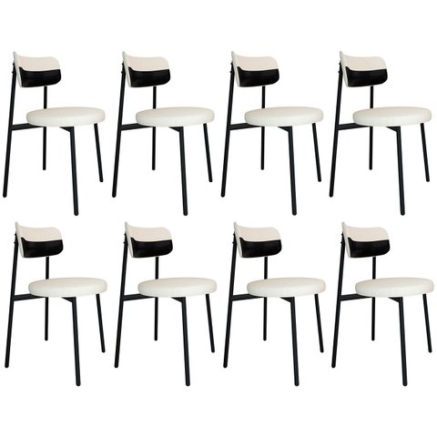 Cadeira de Jantar Estofada Kit 8 Nyka M25 Linho Palha/preto - Mpozenato