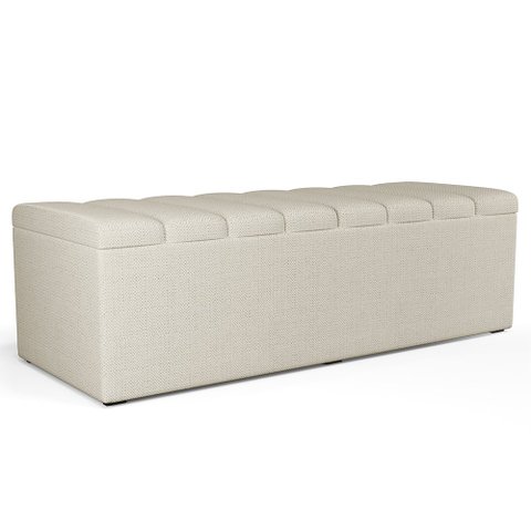 Calçadeira Recamier Baú Para Cama De Casal King Dália 195x50 cm W01 Linho Champagne - Lyam Lyam Deco