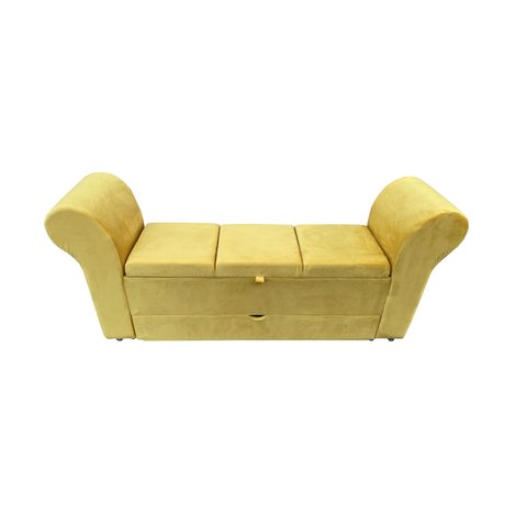 RECAMIER PUFF BAÚ SAPATEIRA COM BRAÇOS E GAVETA 1,38 CM PARA CAMA BOX PADRÃO - AMARELO