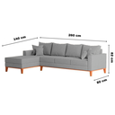 Ver imagem 6 de Sofá 4 Lugares Beny com Chaise Esquerdo Linho Cinza