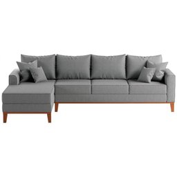 Sofá 4 Lugares Beny com Chaise Esquerdo Linho Cinza - 1