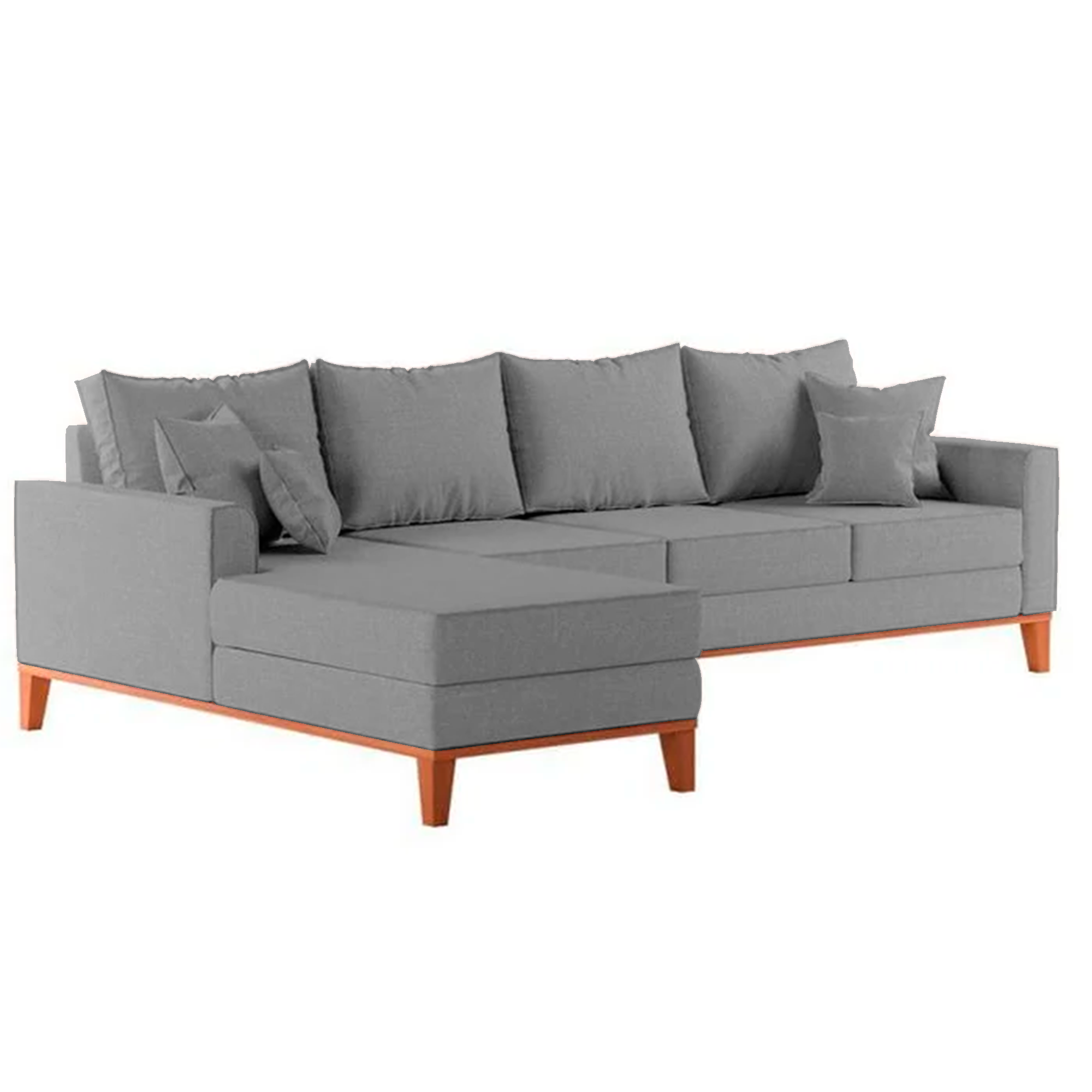 Sofá 4 Lugares Beny com Chaise Esquerdo Linho Cinza - 3