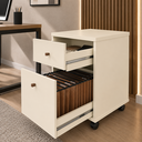 Ver imagem 3 de Gaveteiro para Mesa de Escritório com 2 Gavetas Berlin - Off White/Naturale