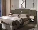 Ver imagem 1 de Cabeceira Lara com Criado e Gaveta para Cama de Casal e Queen Cor Castanho