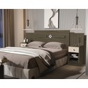 Ver imagem 1 de Cabeceira Lara com Criado e Gaveta para Cama de Casal e Queen Cor Castanho