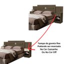 Ver imagem 2 de Cabeceira Lara com Criado e Gaveta para Cama de Casal e Queen Cor Castanho