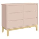 Ver imagem 1 de Cômoda Infantil 6 Gavetas Classic Rosa Acetinado com Pés Natural – Reller