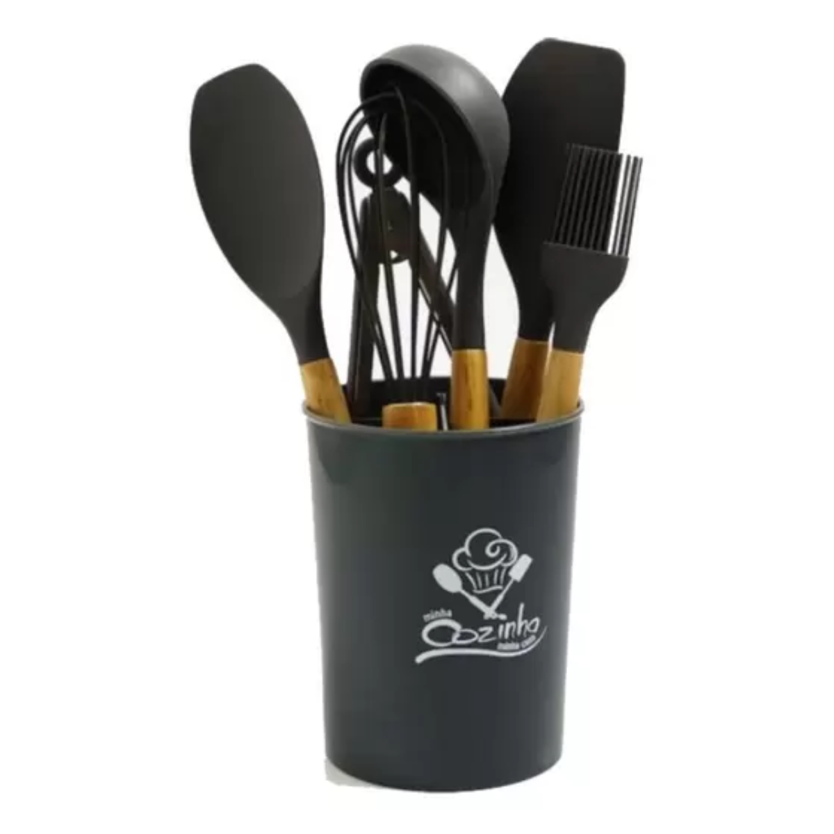 Kit Utensílios De Cozinha Restaurante Silicone Domésticos:Cinza - 7