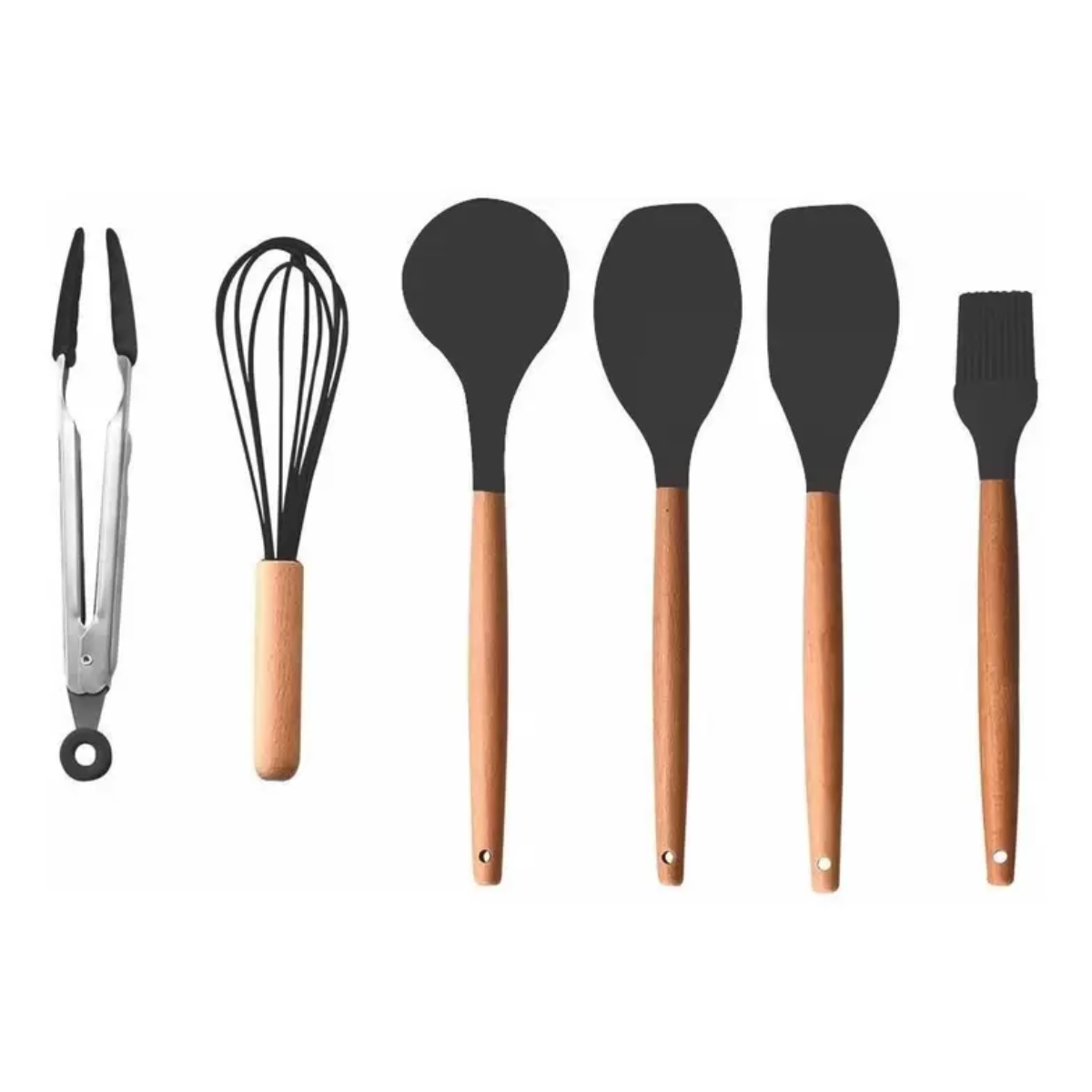 Kit Utensílios De Cozinha Restaurante Silicone Domésticos:Cinza - 2