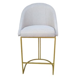 Banqueta King Base de Ferro Linho Bege D'classe Decor