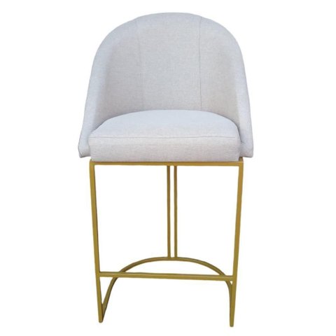 Banqueta King Base de Ferro Linho Bege D'classe Decor