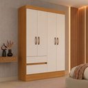 Ver imagem 1 de Guarda-Roupa Solteiro 4 Portas 2 Gavetas BS02 Off White/Cinamomo