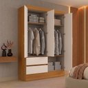 Ver imagem 4 de Guarda-Roupa Solteiro 4 Portas 2 Gavetas Lunaoff White/Cinamomo