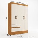 Ver imagem 3 de Guarda-Roupa Solteiro 4 Portas 2 Gavetas Lunaoff White/Cinamomo